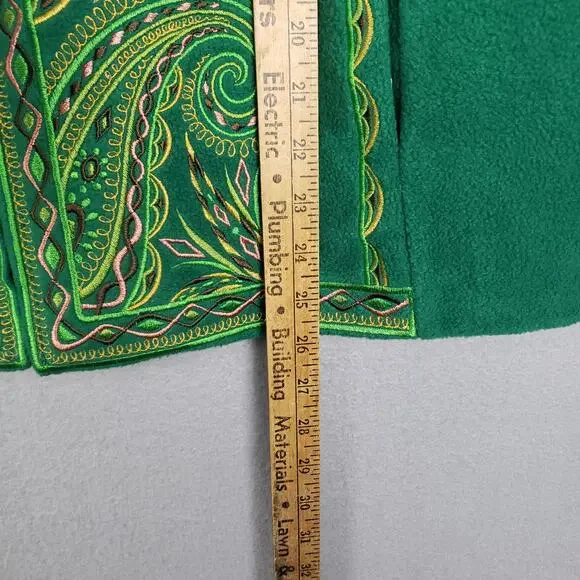 Bob Mackie Women's XL Faux Fur Embroidered Zip Up Vest Green Celtic Vibe Layer‎ - Picture 7 of 10